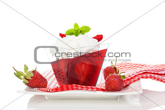 Delicious strawberry jelly dessert.