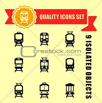 quality trains icon set