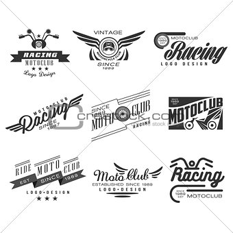 Vintage Motorcycle Labels, Badges, Text and Design Elements