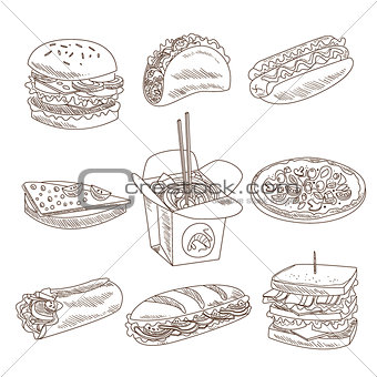 Fast Food Doodle Vector Collection