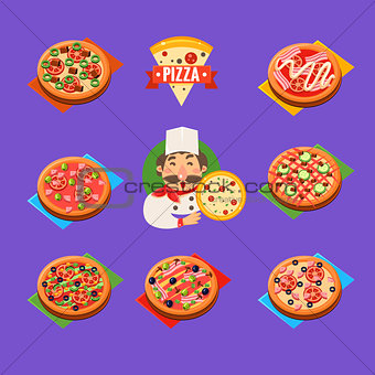 Pizza Icons Vector Set