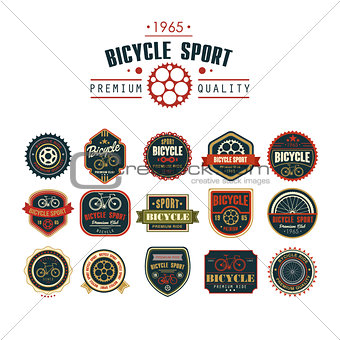 Bicycle set badges logos and labels