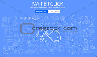Pay Per Click concept with Doodle design style business solution
