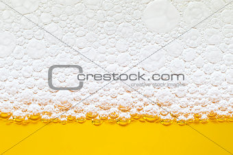 Close up border between the beer and foam