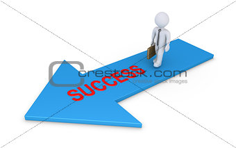 Businessman walking on success arrow