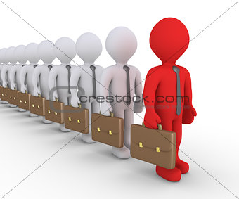 Different businessman in a row