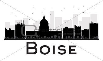 Boise City skyline black and white silhouette. 