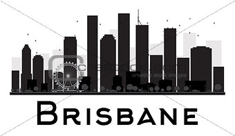 Brisbane City skyline black and white silhouette. 