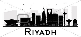 Riyadh City skyline black and white silhouette.
