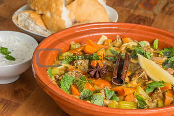 Moroccan dish with lamb and vegetables
