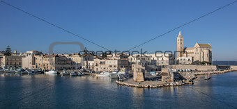 The port and cathedral in the center of Trani