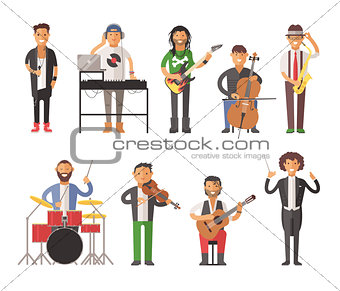 Musicians people flat vector illustration