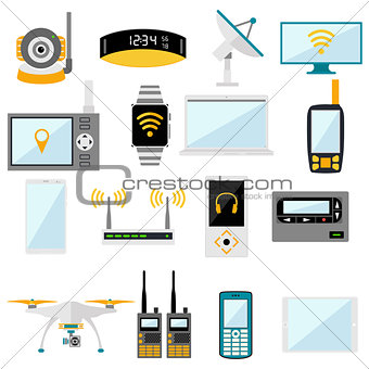 Wifi remote control electronic gadgets vector icons