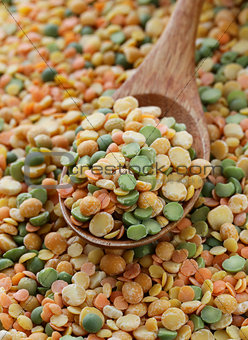 colorful mix natural organic lentils for healthy food