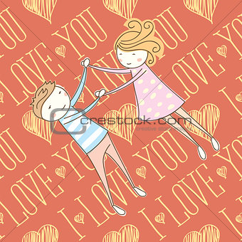 Vector Seamless Card With Couple 01 [Converted]