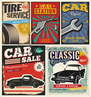 Vintage set of vector cars for advertising