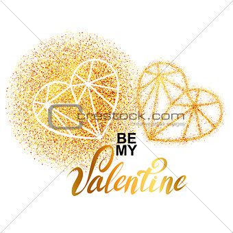 Valentines day gold greeting card