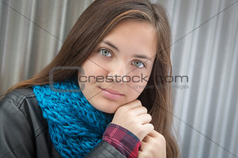 Portrait of Young Pretty Blue Eyed Girl