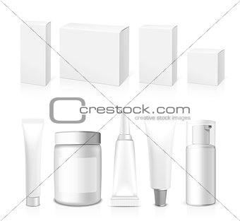 Realistic vector Tubes, Jar And Package.