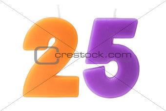 25th birthday candles isolated 