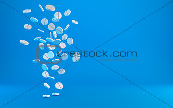 Medical pills falling down