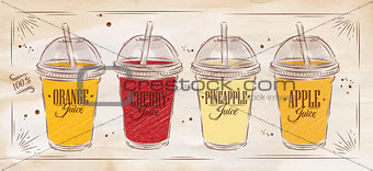 Poster set of juice retro