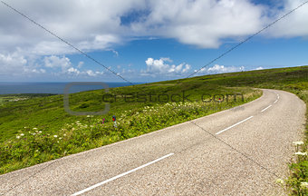 Winding road between Lands End and St. Ives, Cornwall, England