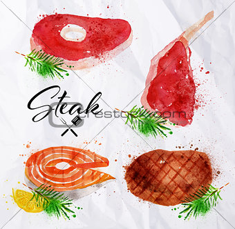Set steak watercolor