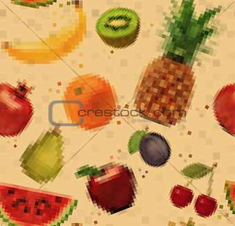 Pattern pixel fruits kraft