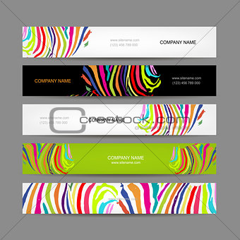 Set of banners, colorful zebra print design