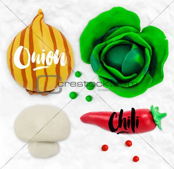 Plasticine vegetables onion