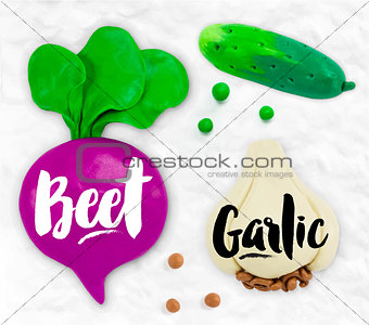 Plasticine vegetables beet