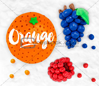 Plasticine fruits orange