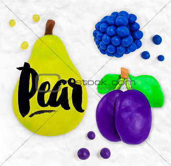 Plasticine fruits pear