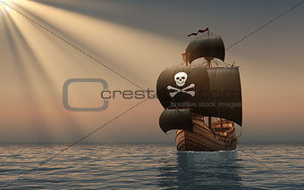 Pirate Ship In The Rays Of Sun