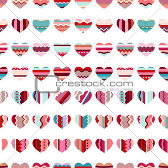Seamless pattern with stylized hearts. Endless festive texture for your design, greeting cards, announcements, posters.