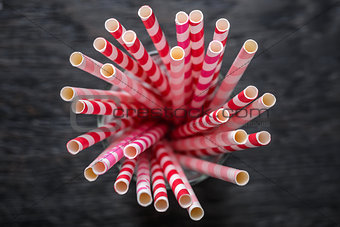 Striped red and pink straws