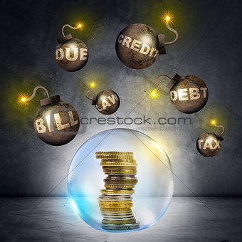 Pile of coins in bubble