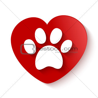 paw print over heart shape