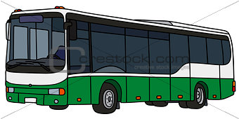 Green and white city bus