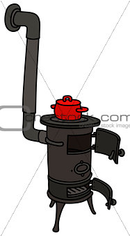 Small stove with a pot