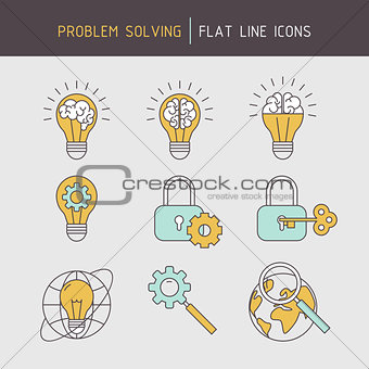 Flat line problem solving icons