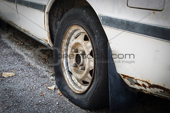  Close up Flat tire 
