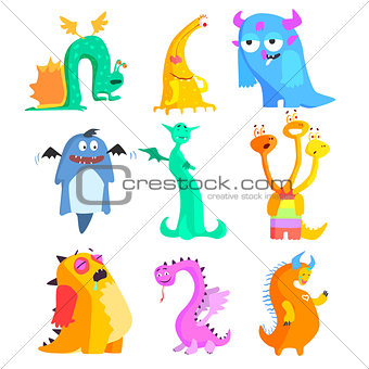 Cute Monsters and Aliens. Colourful Set