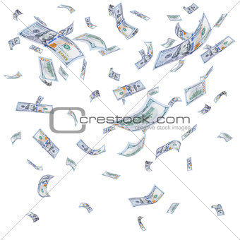 Rain from Falling Dollars Isolated