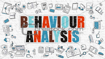 Behaviour Analysis Concept. Multicolor on White Brickwall.