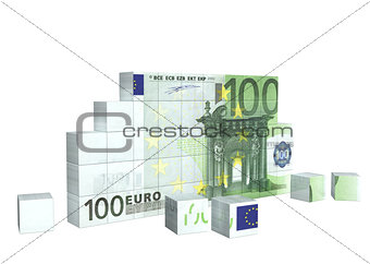 Elements of puzzle with banknote of euro