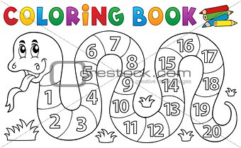 Coloring book snake with numbers theme