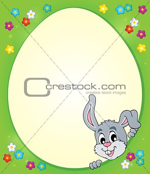 Egg shaped frame with lurking bunny 1
