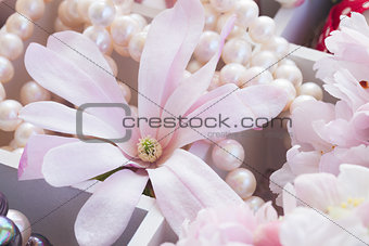 tree  flowers with pearls and lace